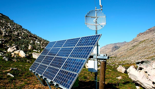 Solar panels for telecommunication towers